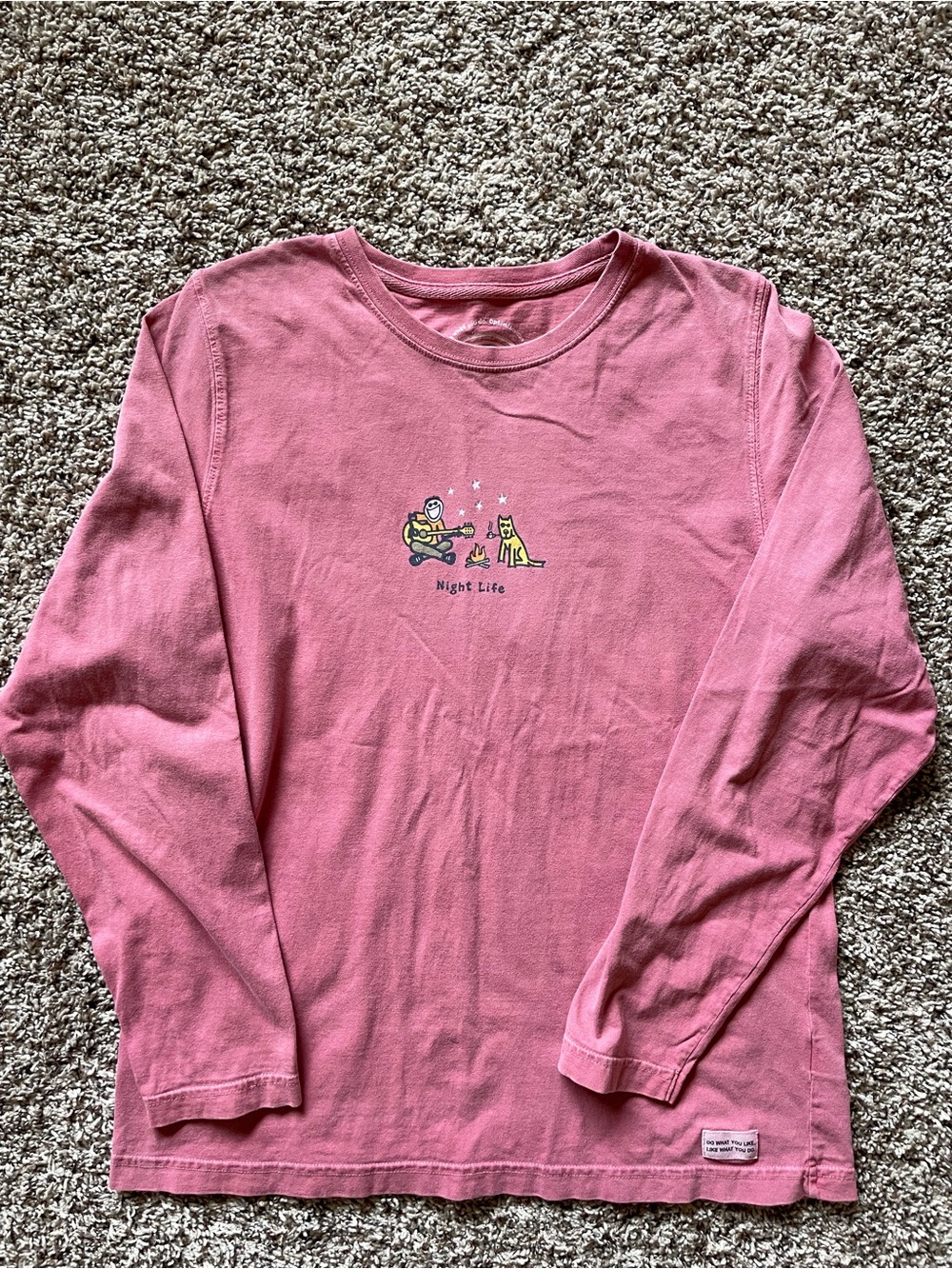 Life is Good Night Life Long Sleeve Tee T-shirt Women’s Medium #camping